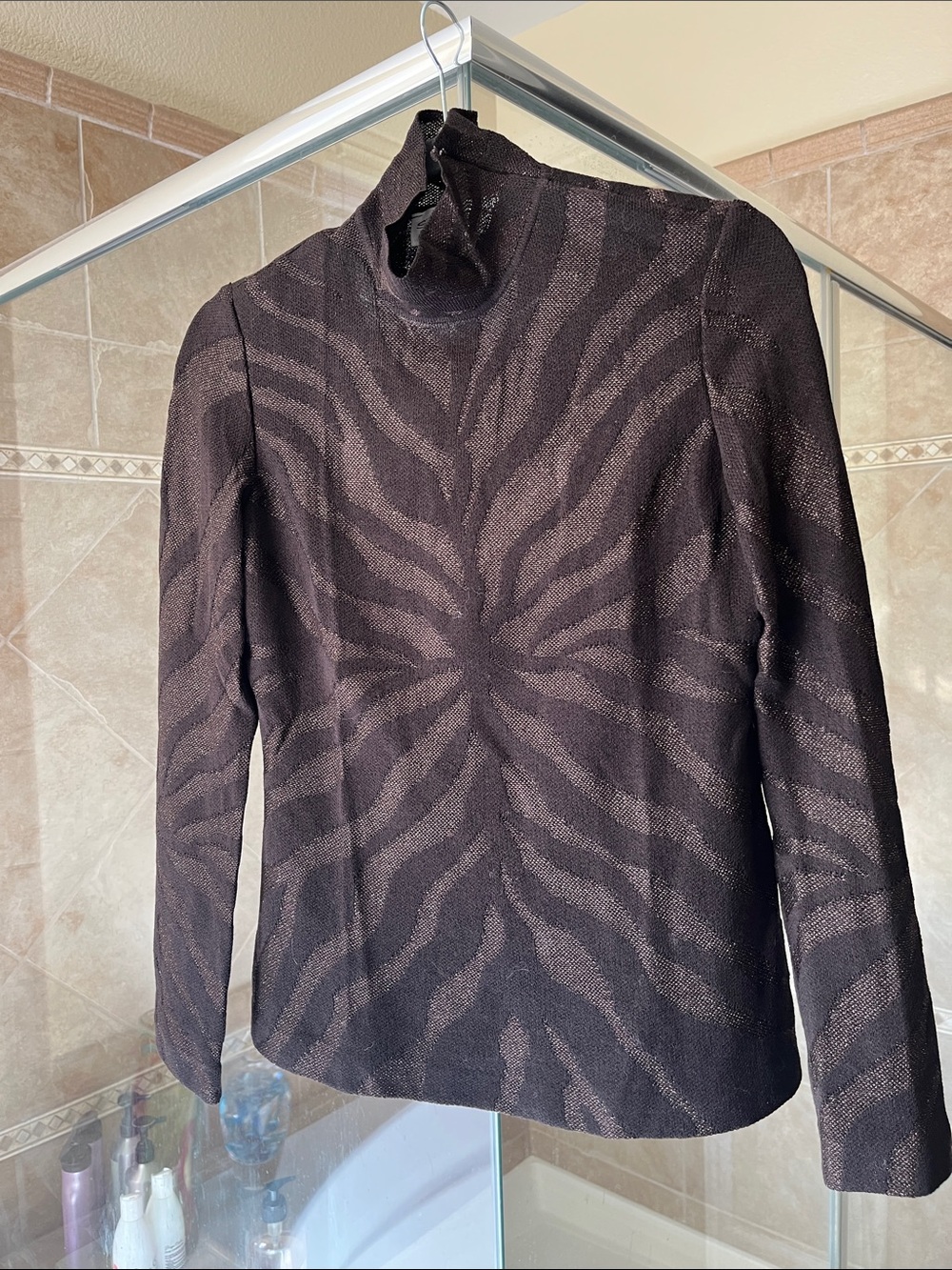 St. John Metallic Brown Knit Top